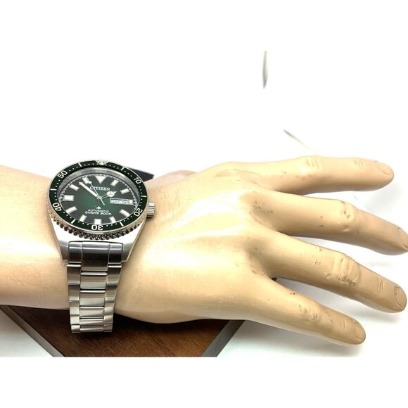 Citizen Men's Watch NY0121-50X Promaster Automatic Diver Green Dial Steel 41mm - Picture 5 of 15